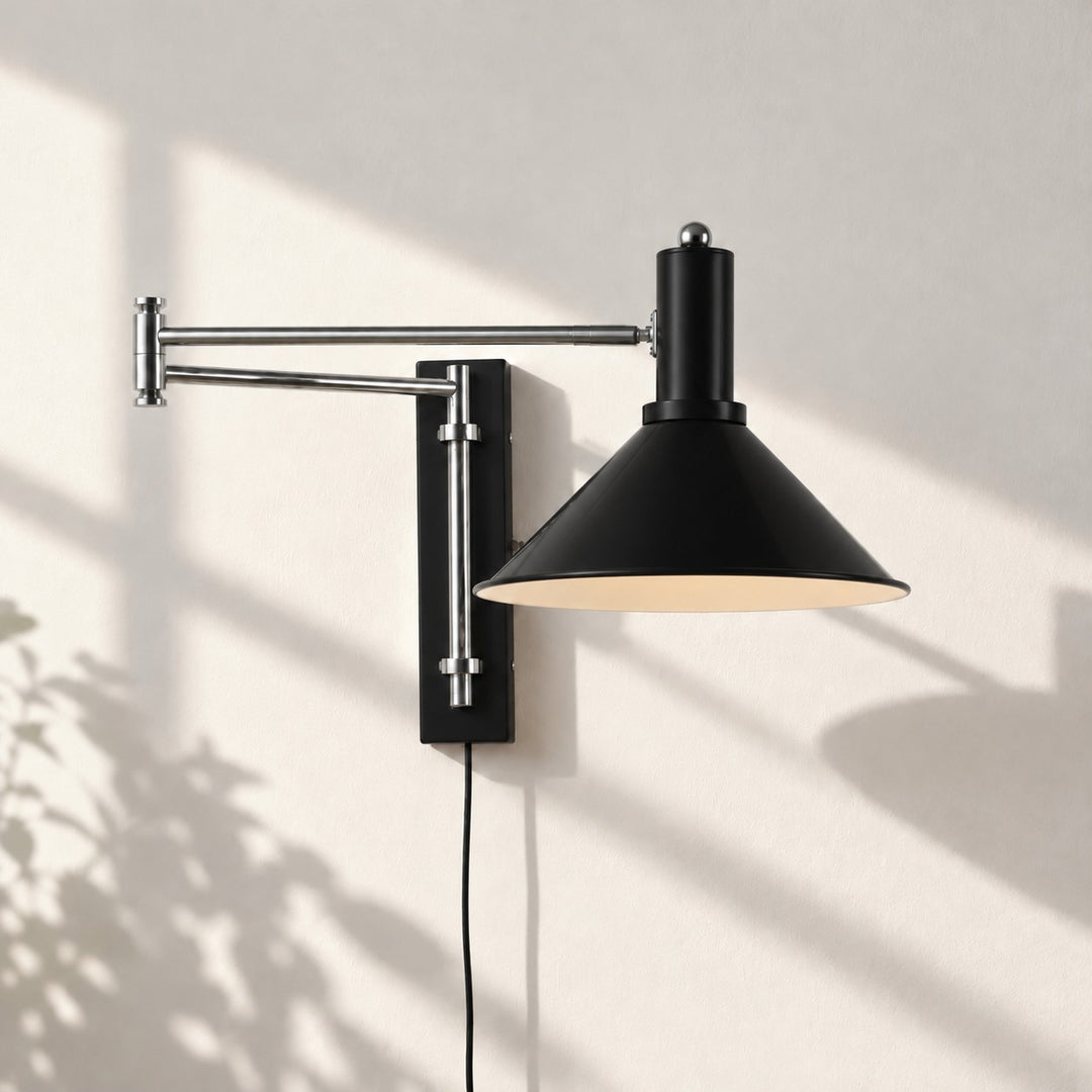 Cone Swing Arm Plug-in Wall Sconce — Matte Black SKU