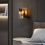 Cargar imagen en el visor de la Galería, Lámpara de pared moderna de lujo rectangular de cobre y vidrio de una luz para sala de estar
