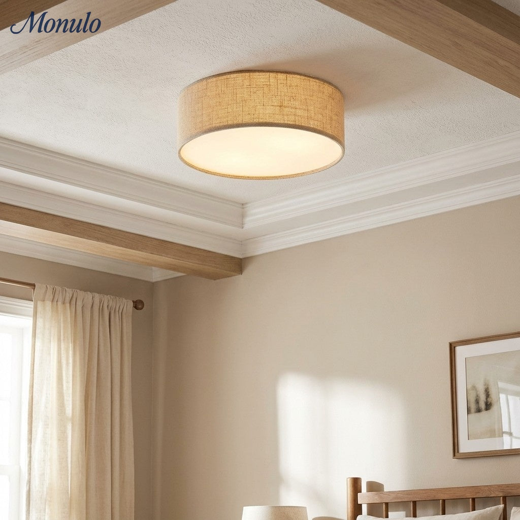Dumora Drum Flush Mount Ceiling Light - Linen Shade Modern Elegance