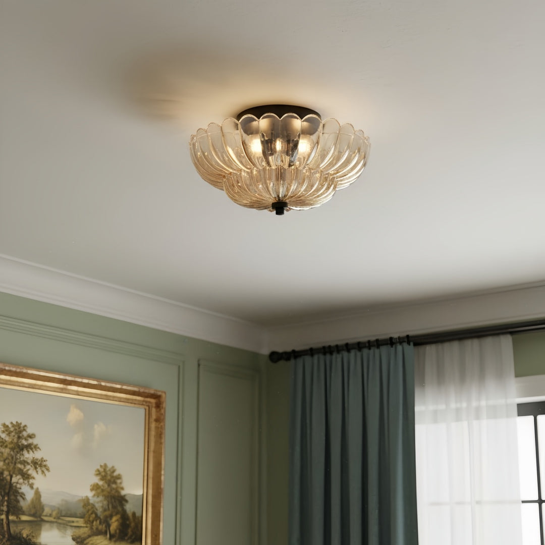 Lámpara de Techo Semiempotrada de Vidrio Orilanavo - Diseño Elegante de Paraguas para Dormitorio y Sala de Estar
