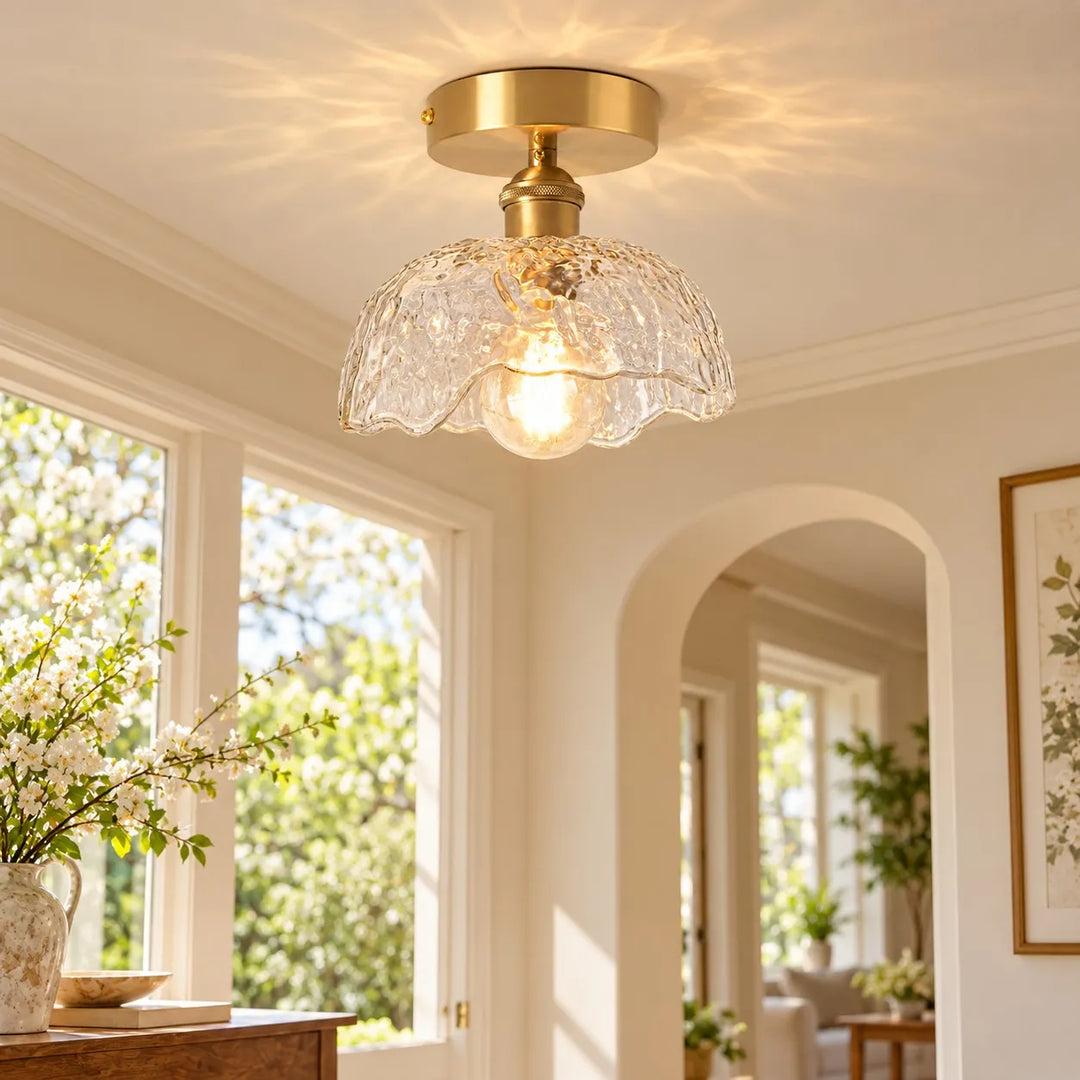 Nordic Rippled Textured Glass Ceiling Light