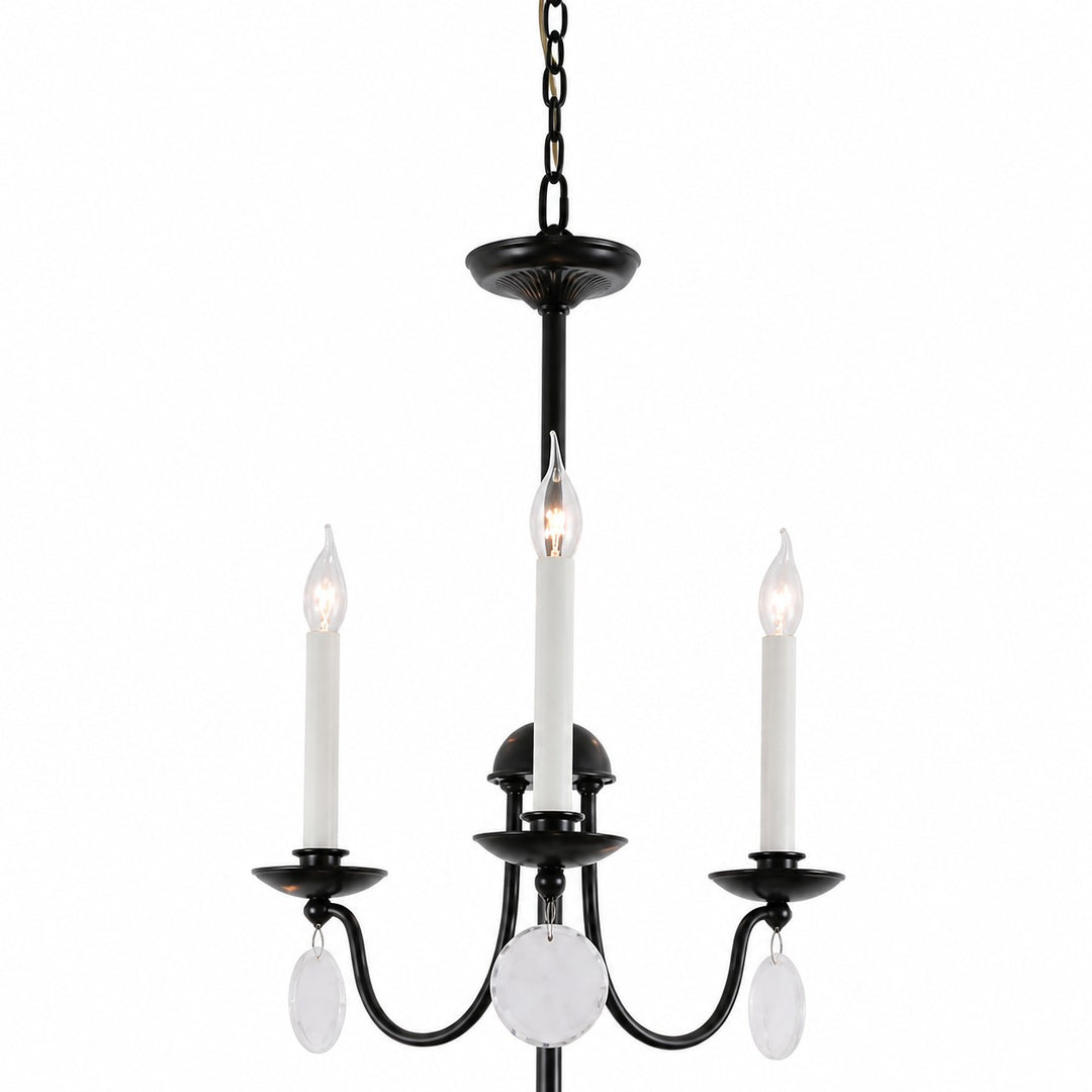 Multi-Layer Black Candle Staircase Chandelier