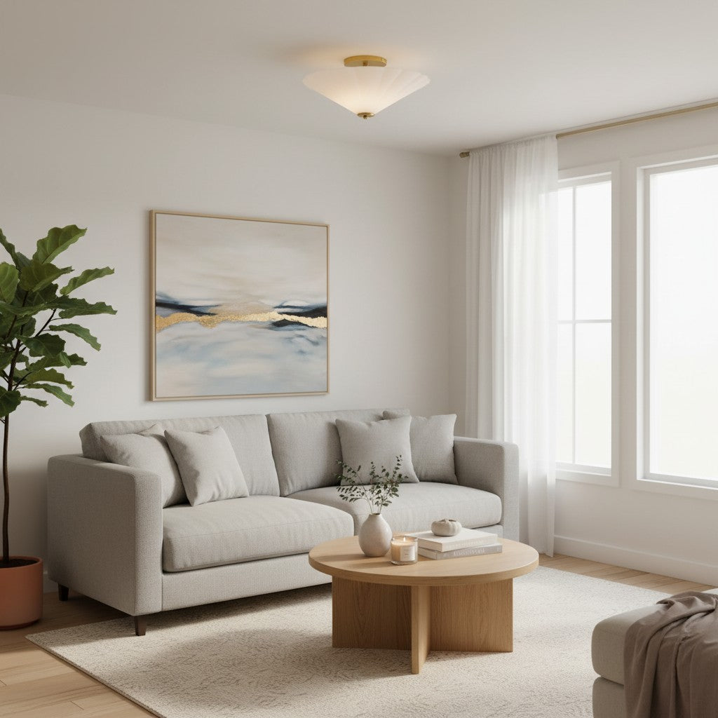 Mivie Schlanke Aufbaulampe – Vintage geripptes Glas und Champagnerbronze für moderne Wohnzimmer