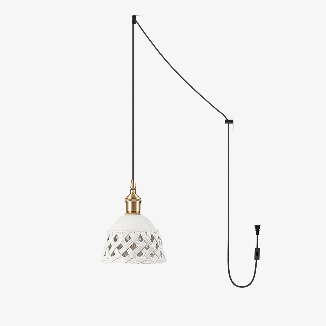 Woven Ceramic Brass Swag Pendant Light