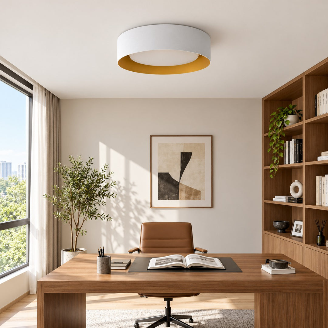 Close Ceiling Diffused Shade Metal Canopy Semi-Flush Mount