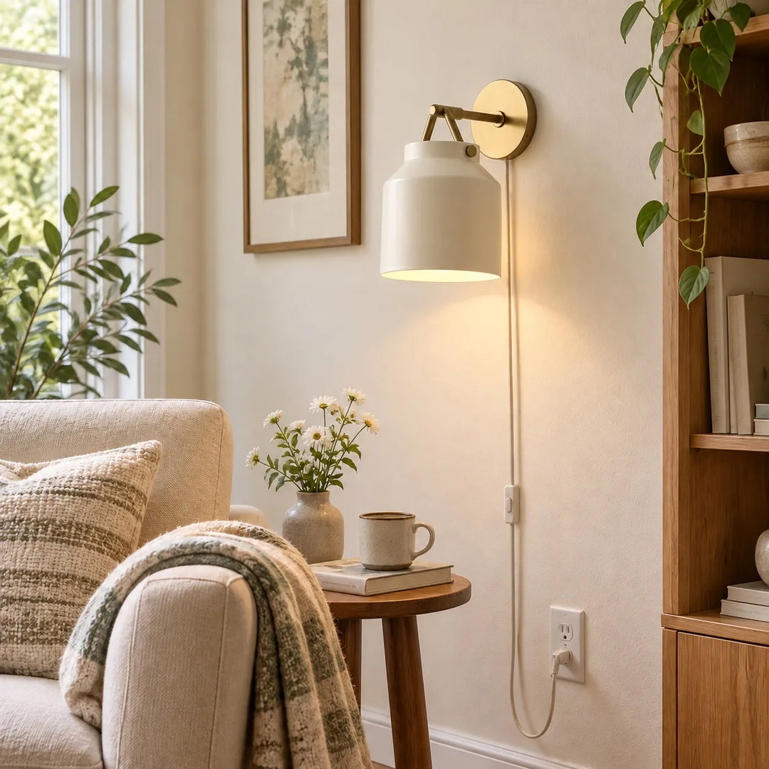 Hanton Modern Minimalist Nordic Plug-In Wall Sconce for Bathroom and Hallway