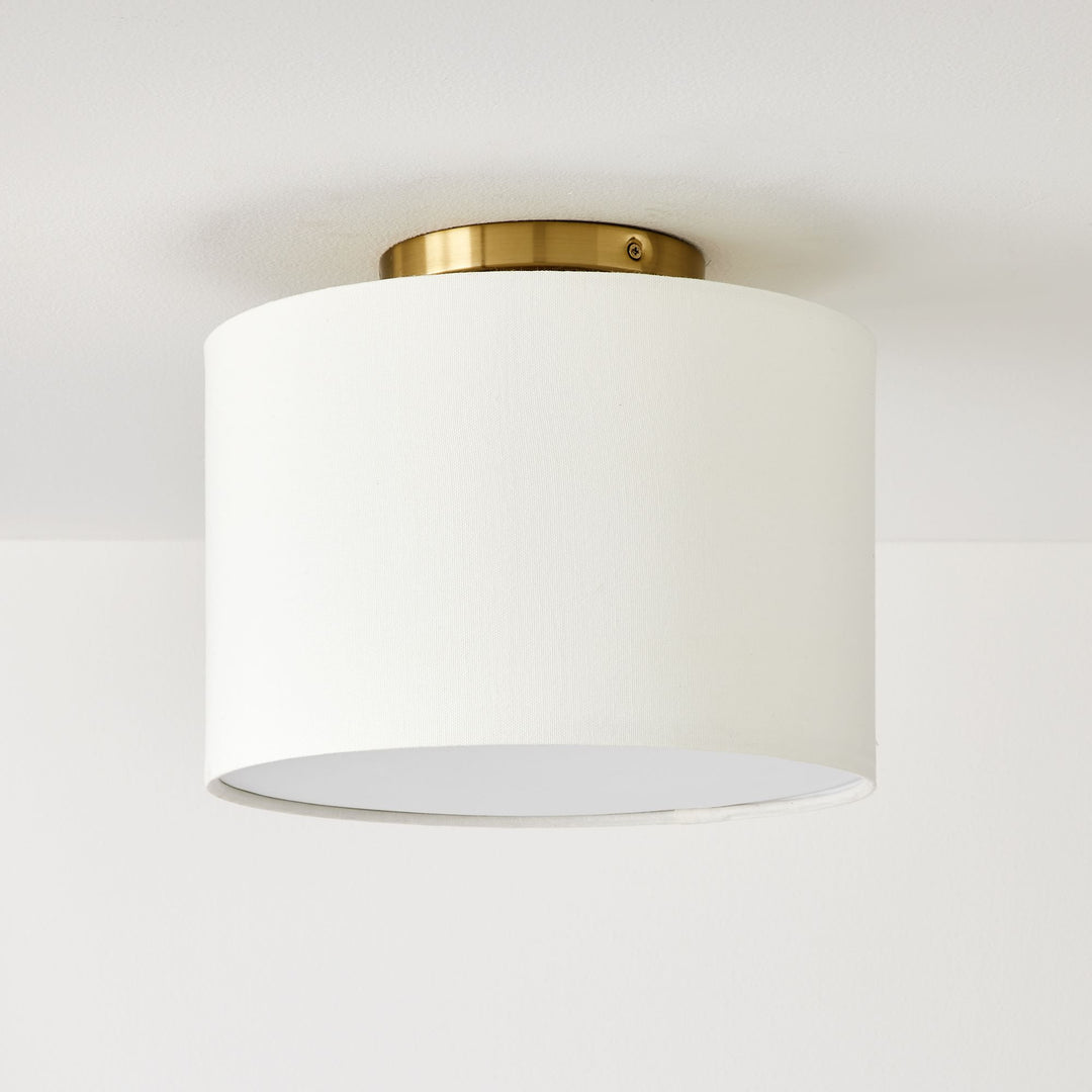 Jelvane Linen Drum Flush Mount - Modern Fabric Bedroom Ceiling Light