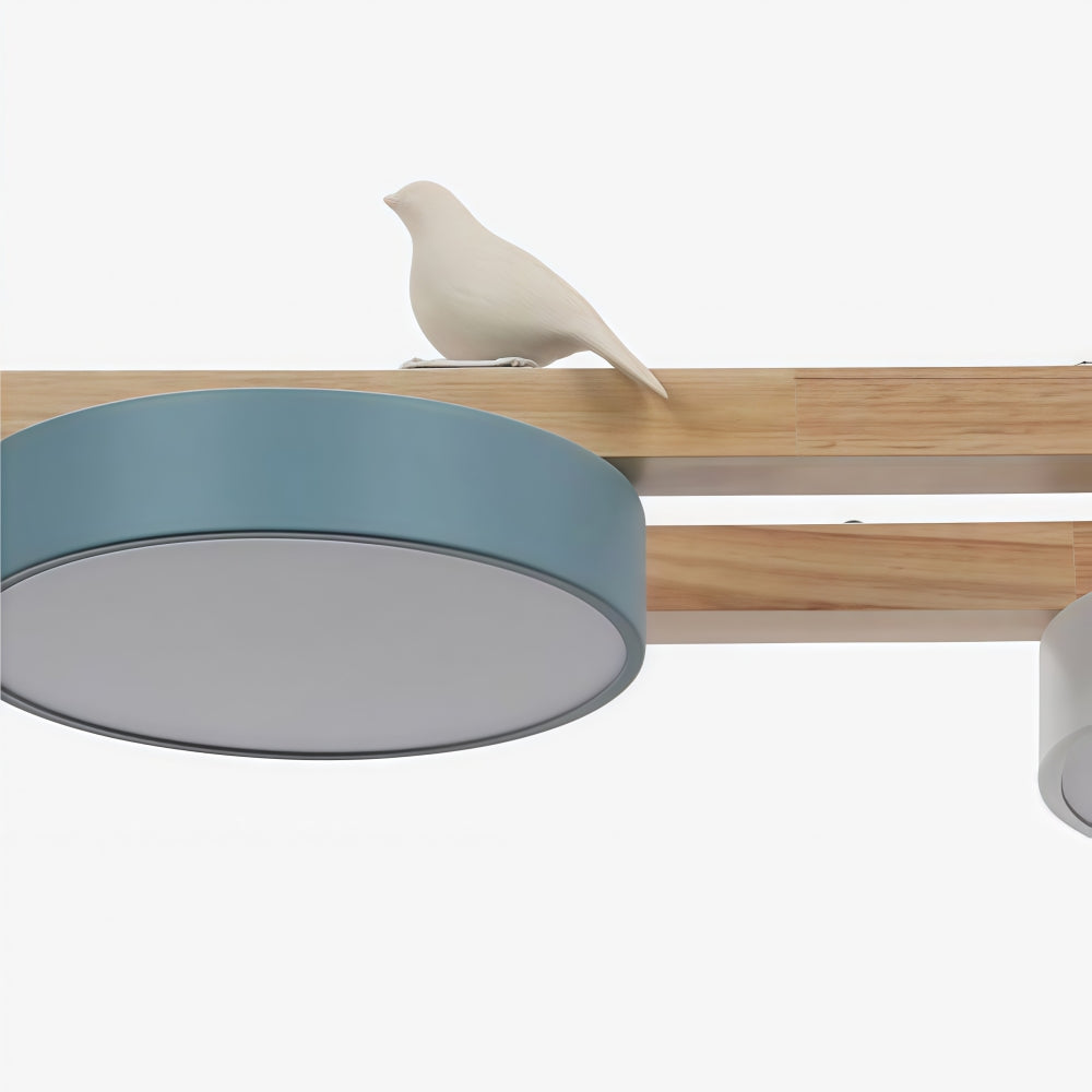 Orilumea Vogel-Kronleuchter – Holzleuchte im modernen Stil für das Wohnzimmer