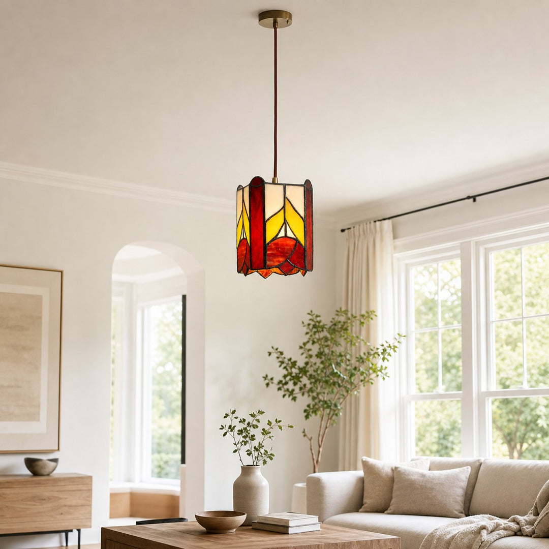 Rose motif pendant in a bright daytime interior