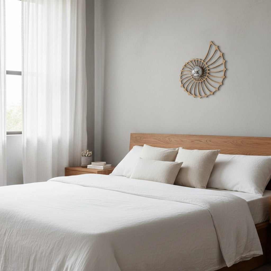 Lámpara de pared moderna con silueta de concha de nautilus Spiralyn - Iluminación para sala de estar