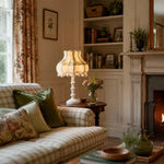 Load image into Gallery viewer, Vintage Check Wool Pom Table Lamp