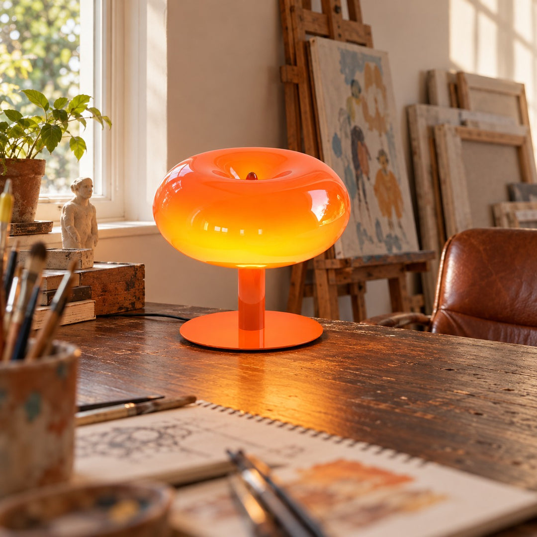 Rounded Glass Slim Stem Blown Glass Table Lamp