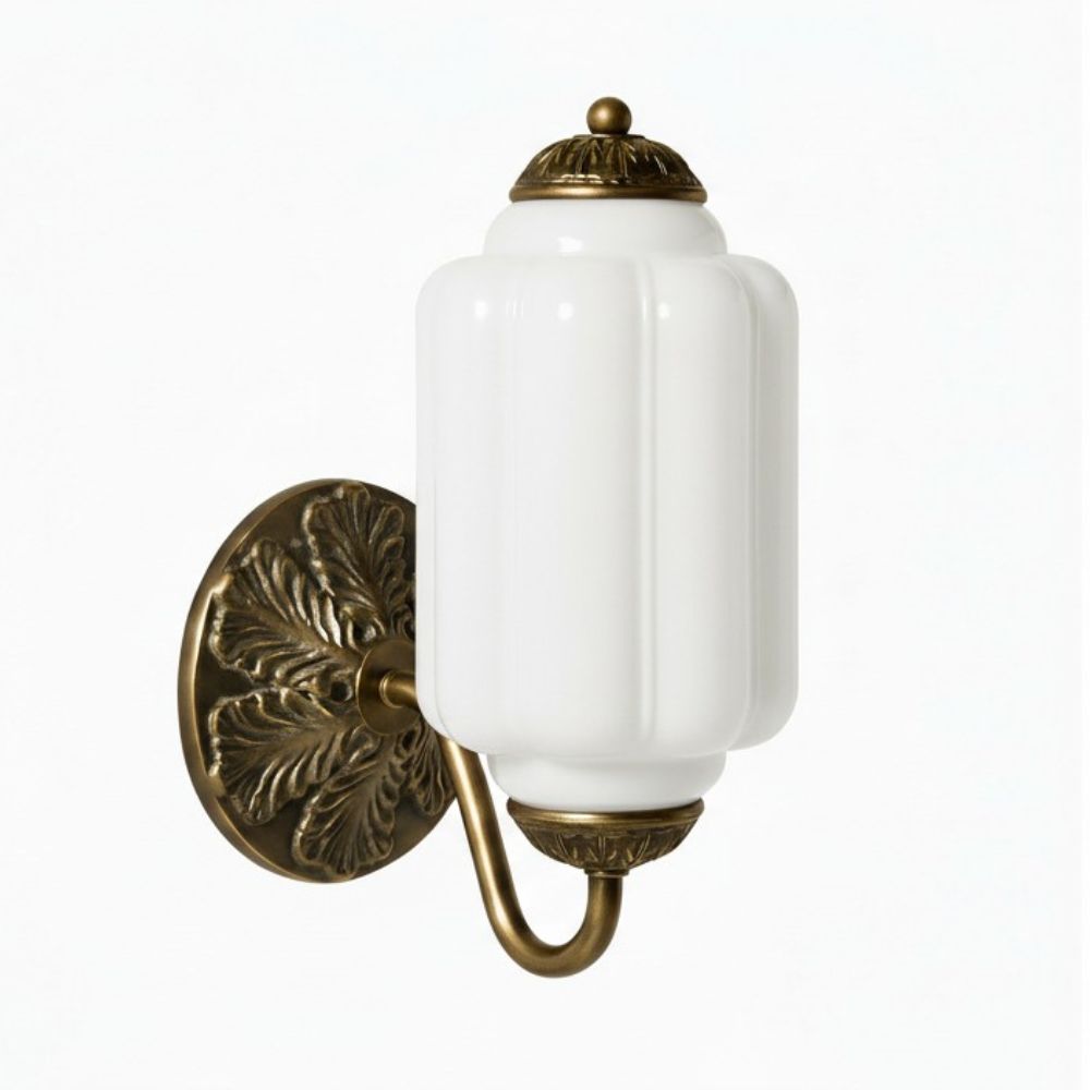 Eloise Vintage Scalloped Milk Glass Wall Sconce - Modern Accent Lighting for Bathroom and Bedroom