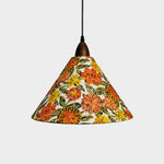 Bild in Gallery-Viewer laden, Large orange floral cone pendant light front view