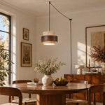 Load image into Gallery viewer, Travertine Walnut Cylindrical Plug-In Pendant