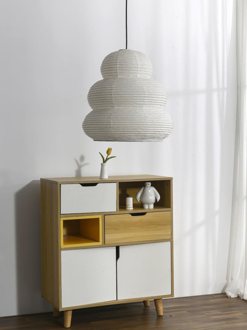 Beige Mulberry Paper Swag Pendant Light