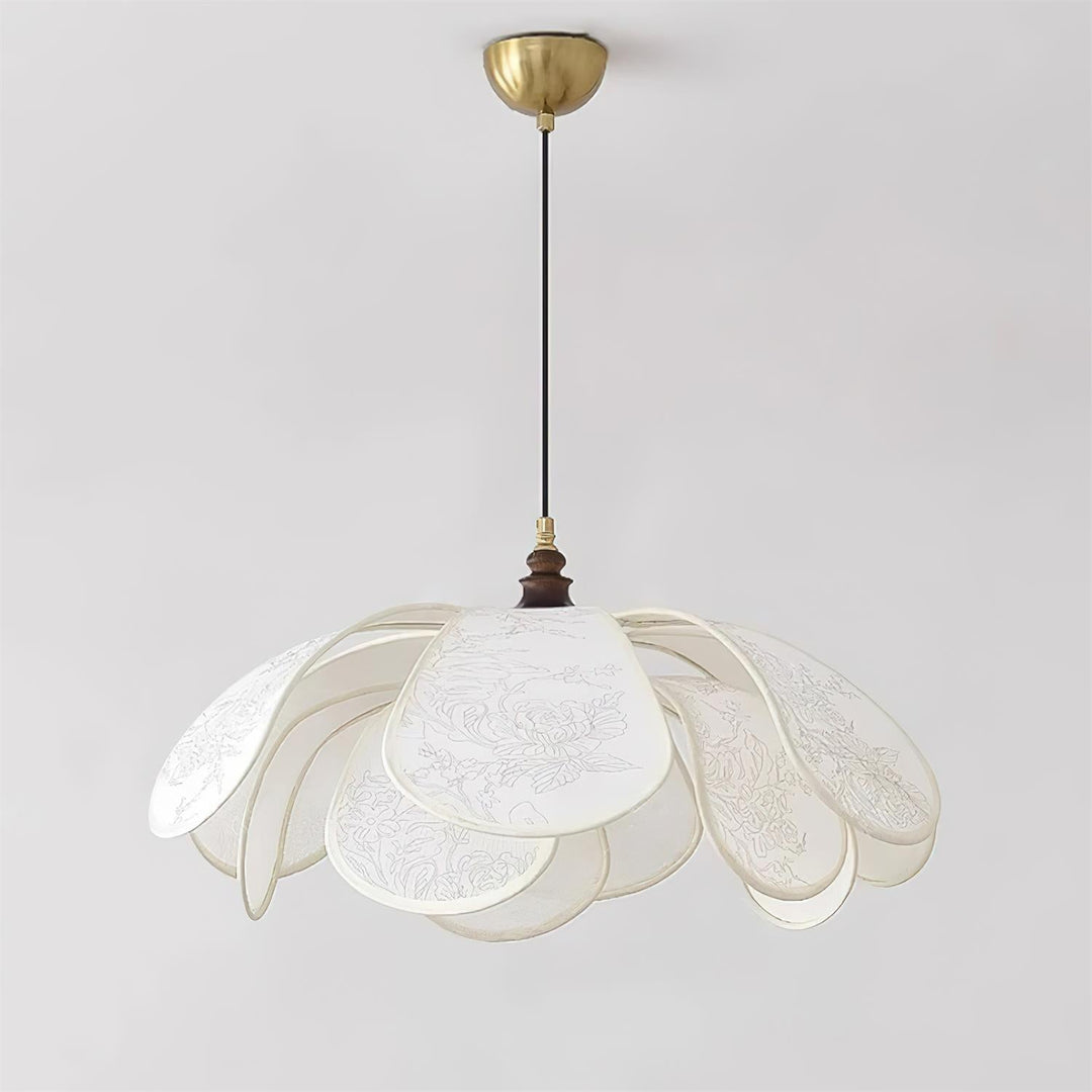 Layered Floral Fabric Plug-In Pendant