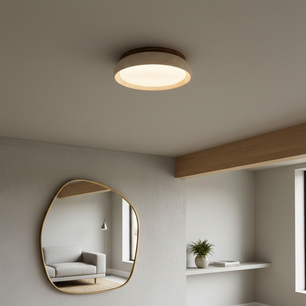 Plafonnier rond Torvella à disque sculptural - Éclairage naturel moderne pour chambre