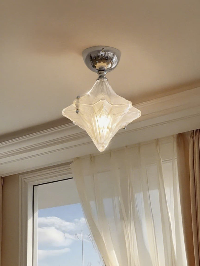 Plafonnier Art Déco Étoile – Luminaire en verre dépoli pour couloir et entrée – Astris Ceres 