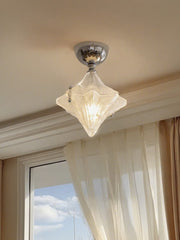 Art Deco Star Ceiling Lamp – Frosted Glass Fixture for Hallway & Entryway – Astris Ceres