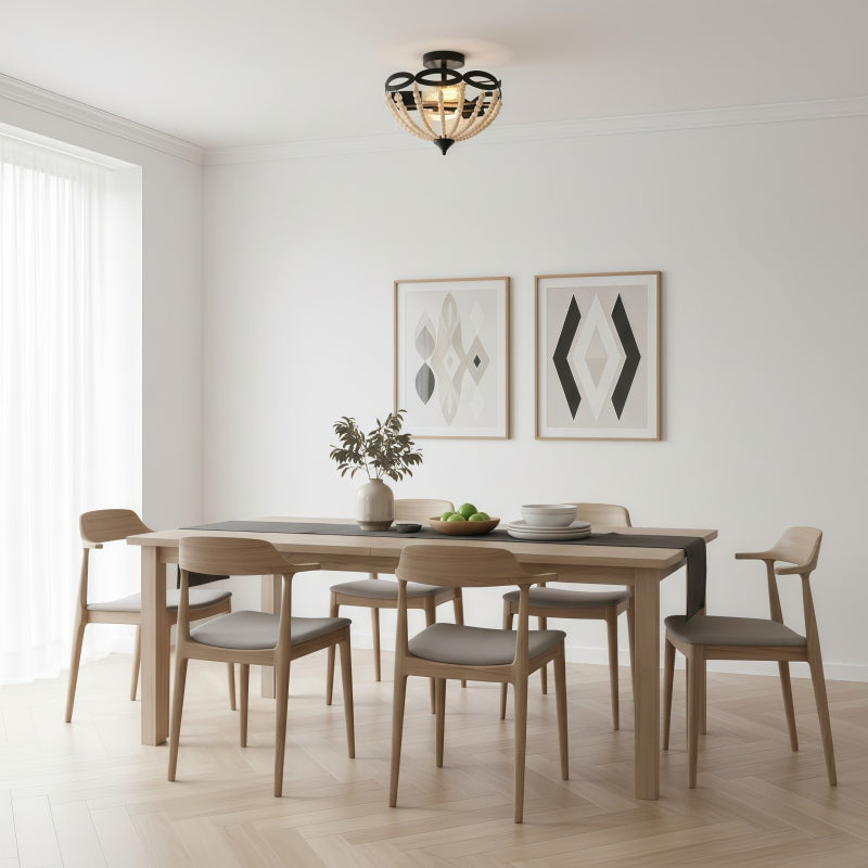 Lámpara de techo con cúpula de cuentas Rustibea – Estilo campestre antiguo para cocina