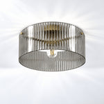 Cargar imagen en el visor de la Galería, Smoke gray ribbed glass flush ceiling light