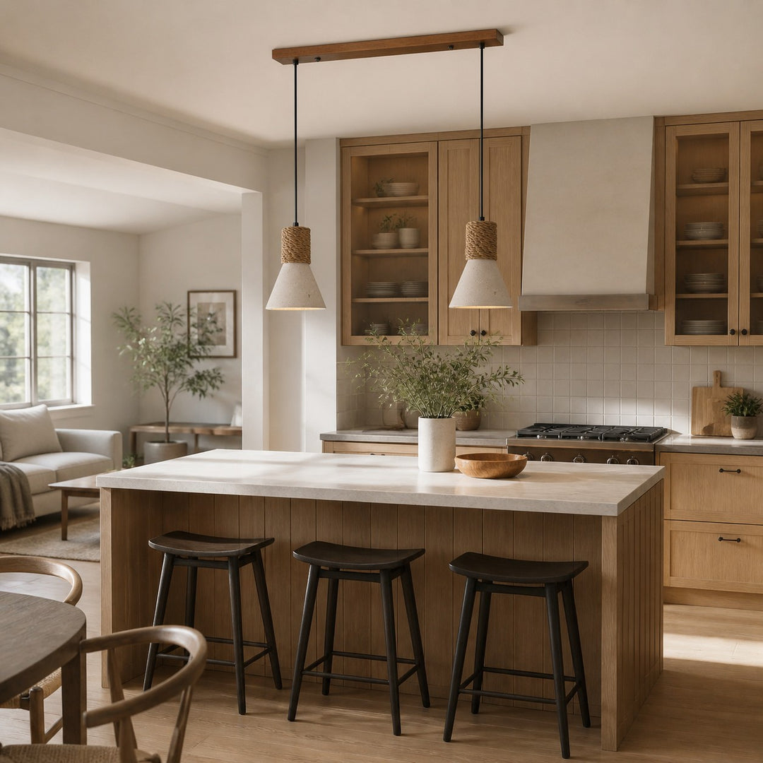 Wabi Sabi Stone Pendant Light, Warm LED Ceiling Lamp for Bedroom, Dining Bar and Kitchen Island