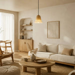 Cargar imagen en el visor de la Galería, Latte Beige pendant light in a warm natural living room
