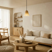 Latte Beige pendant light in a warm natural living room