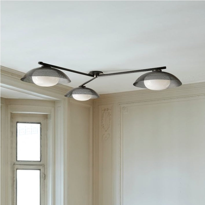 Lámpara de techo empotrada Elorina de 3 luces de vidrio y metal: una elegante luminaria para espacios modernos.