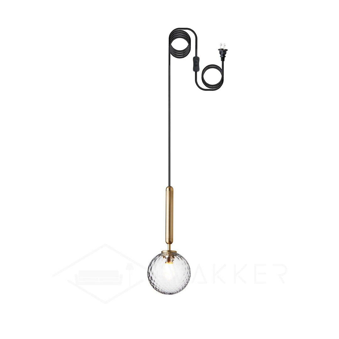 Rounded Brass Glass Plug-In Pendant Light