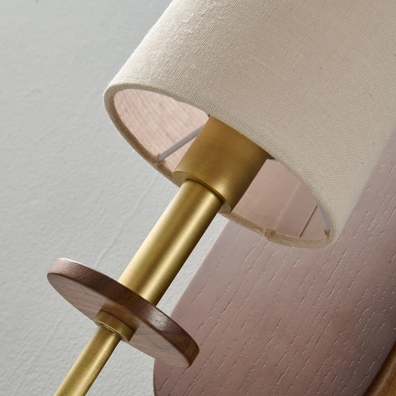 Aplique de pared de tela de madera maciza