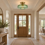 Load image into Gallery viewer, Elara Ribbed Glass Ceiling Light with a semi-flush form and two heights - New2609-1024553 interior scene