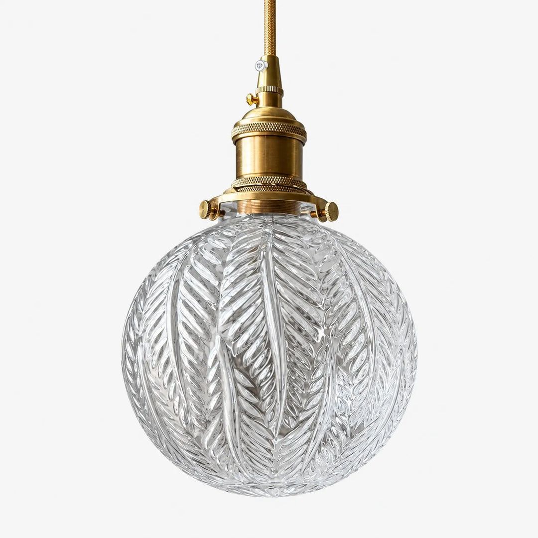 Vintage Leaf-Pattern Glass Ball Pendant Lamp
