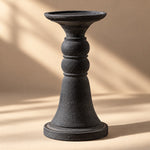Load image into Gallery viewer, Black Pillar Candle Holder with Sculptural Pedestal Base