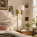 Cargar imagen en el visor de la Galería, Rowanea Fabric Shade Ceramic Plug-In Wall Sconce
