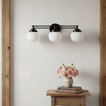Bild in der Galerieansicht laden, Opalume Glass Art Deco Vanity Light - Bathroom Wall Sconce with White Glass Shades

