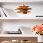 Load image into Gallery viewer, Layered Wood Plug-In Swag Pendant