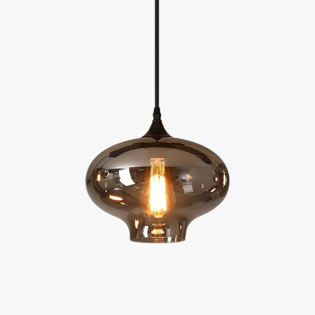 Smoky Gray Hand-Blown Glass Plug-In Pendant