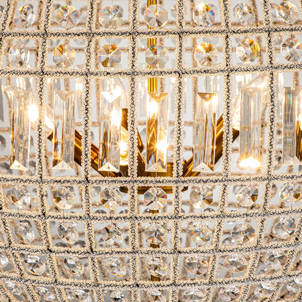 Lustre globe en cristal vintage luxueux avec finition en laiton antique