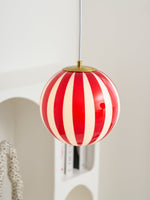 Bild in Gallery-Viewer laden, Red Striped Glass Globe Hardwired Pendant