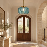 Load image into Gallery viewer, Ribbed Glass Dome Pendant with one light and ribbed texture - New2609-1024640 interior scene