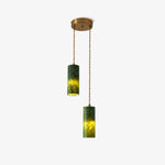 Load image into Gallery viewer, Two head green jade cylinder pendant lamp with 2.36 inch / 6 cm shades