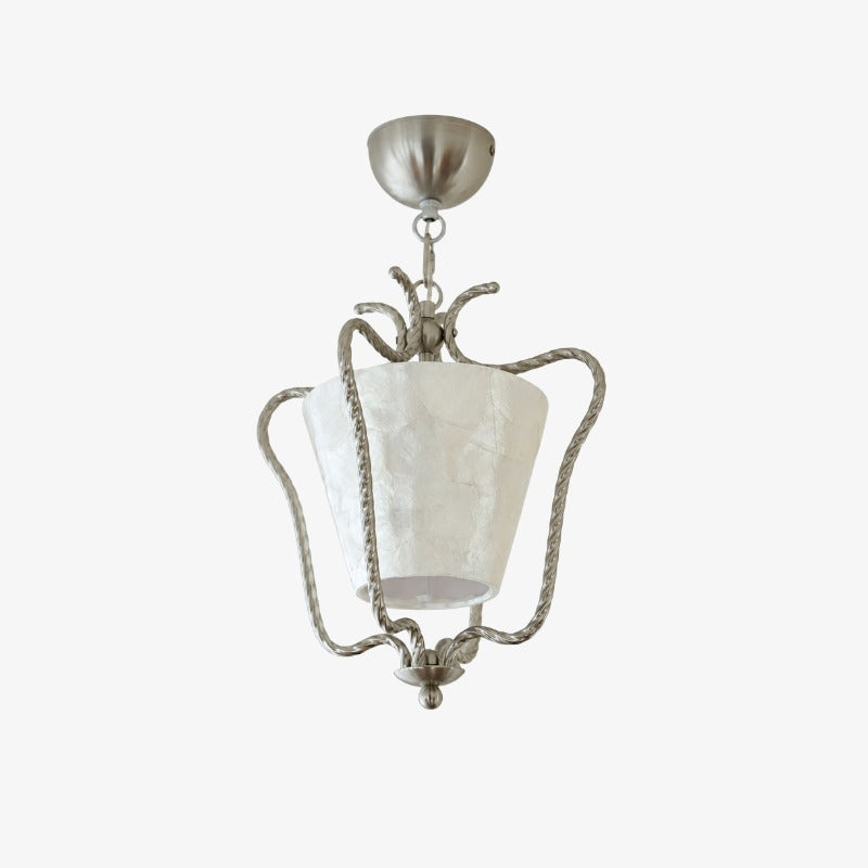 Plafonnier tambour en coquille Capiz milieu du siècle – Pour décoration de balcon et couloir