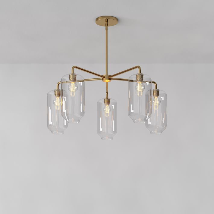 Lumivelle 5-Light Glass Chandelier – Modern Metal Round Lighting