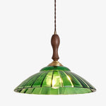 Charger l'image dans la visionneuse de galerie, Suspension vintage Elunaris en forme de trompette avec abat-jour en verre vert pour salle à manger