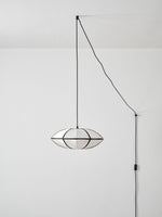 Bild in Gallery-Viewer laden, Black Metal White Fabric Plug-In Swag Pendant