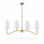 Bild in Gallery-Viewer laden, Strellux linear chandelier in brass finish with white shades