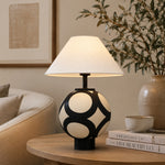 Load image into Gallery viewer, ceramic globe table lamp in warm lounge setting
