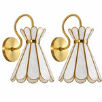 Cargar imagen en el visor de la Galería, Brass Band Hourglass Shade Capiz Petal Wall Light